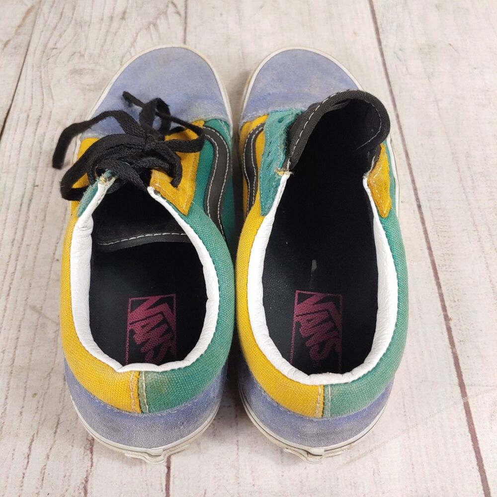 Vans Men 7 Women 8.5 - Classic Old Skool Shoes - Mix n Match Yellow Green Suede - Picture 6 of 14